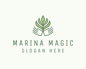 Green Hand Garden Plant  logo design