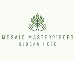 Green Hand Garden Plant  logo design