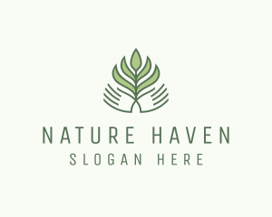 Green Hand Garden Plant  logo design