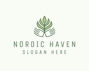 Green Hand Garden Plant  logo design