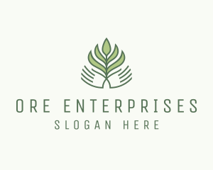 Green Hand Garden Plant  logo design