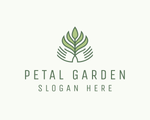 Green Hand Garden Plant  logo design