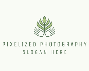 Green Hand Garden Plant  logo design