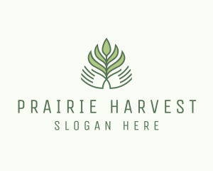 Green Hand Garden Plant  logo design