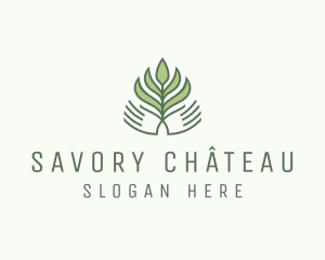 Green Hand Garden Plant  logo design