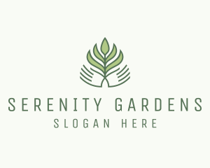 Green Hand Garden Plant  logo design