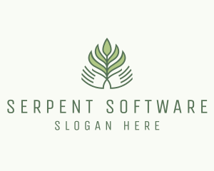 Green Hand Garden Plant  logo design