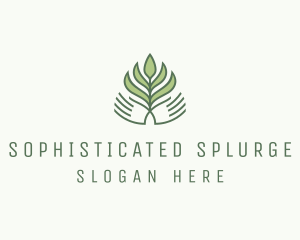 Green Hand Garden Plant  logo design