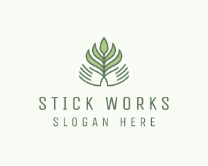 Green Hand Garden Plant  logo design