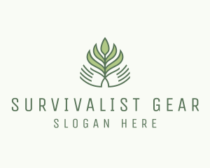 Green Hand Garden Plant  logo design