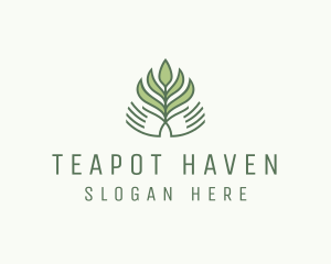 Green Hand Garden Plant  logo design