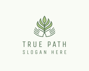 Green Hand Garden Plant  logo design