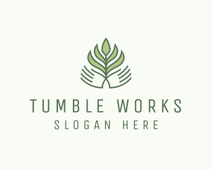 Green Hand Garden Plant  logo design