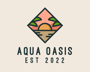 Summer Island Oasis Sunset logo design