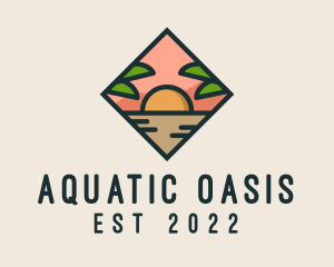 Summer Island Oasis Sunset logo design