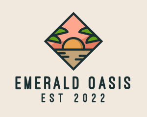 Summer Island Oasis Sunset logo design