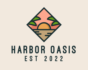 Summer Island Oasis Sunset logo design