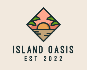 Summer Island Oasis Sunset logo design