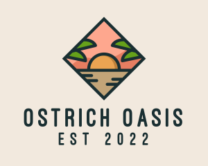 Summer Island Oasis Sunset logo design