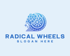 Wheel Car Wash Bubbles logo design