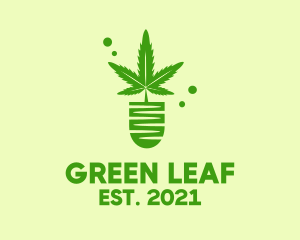 Green Cannabis Plant  logo design