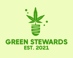 Green Cannabis Plant  logo design