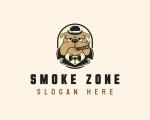 Hat Smoking Bulldog logo design