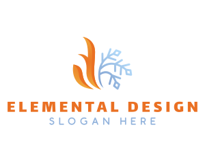 Fire Snowflake Element logo design