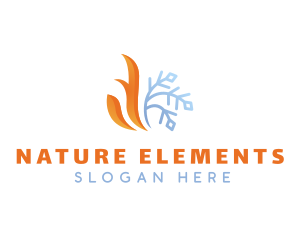 Fire Snowflake Element logo design