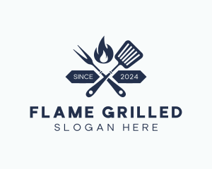 Grill Fork Spatula logo design