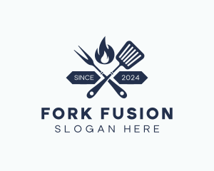 Grill Fork Spatula logo design