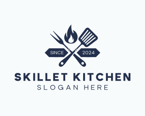 Grill Fork Spatula logo design