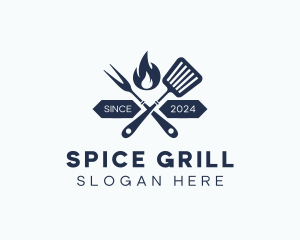 Grill Fork Spatula logo design