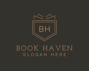 Shield Book Crest logo design