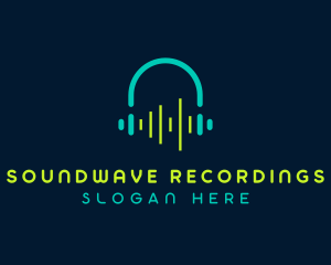 Music Headset Soundwave logo design