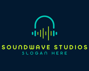 Music Headset Soundwave logo design