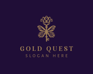 Gold Butterfly Key logo design