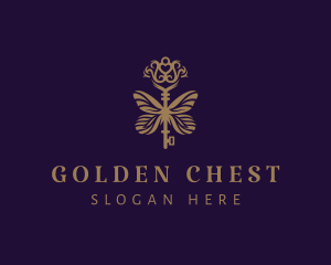 Gold Butterfly Key logo design