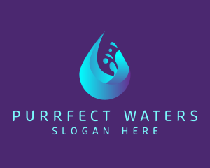 Blue Water Droplet  logo design