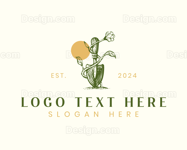 Shovel Flower Landscape Logo