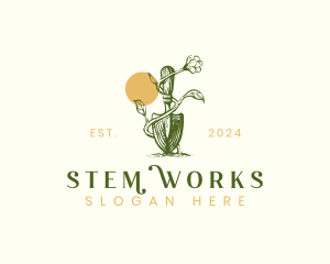 Shovel Flower Landscape logo design