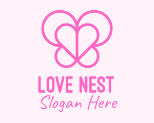 Pink Butterfly Heart logo design