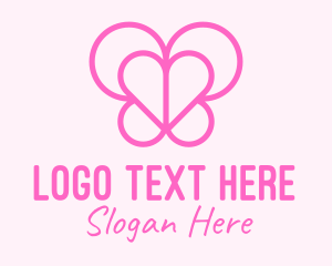 Loving - Pink Butterfly Heart logo design