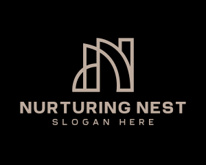 Architecture Building Letter N logo design