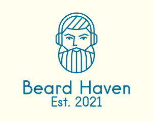 Male Beard Headphones logo design