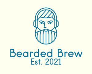 Male Beard Headphones logo design