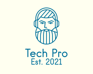 Male Beard Headphones logo design