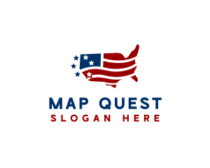 American Flag Map logo design