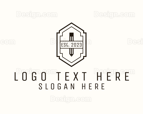 Pencil Writer Retro Badge Logo