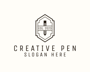 Pencil Writer Retro Badge logo design